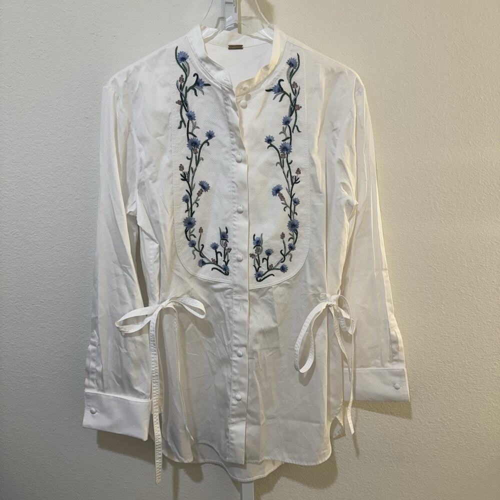 $1890 Adam Lippes Women Embroidered Front Tie Accent Dress Size 8
